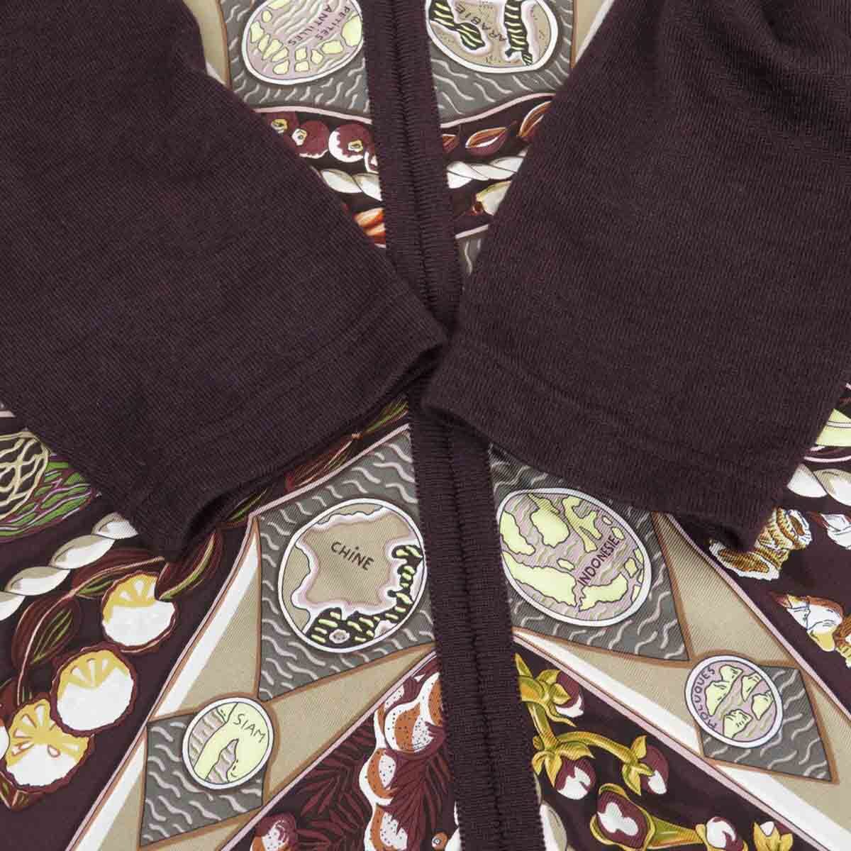 エルメス AUX PAY DES EPICES シルク 切替 ニット レディース ブラウン HERMES 中古 【アパレル?小物】