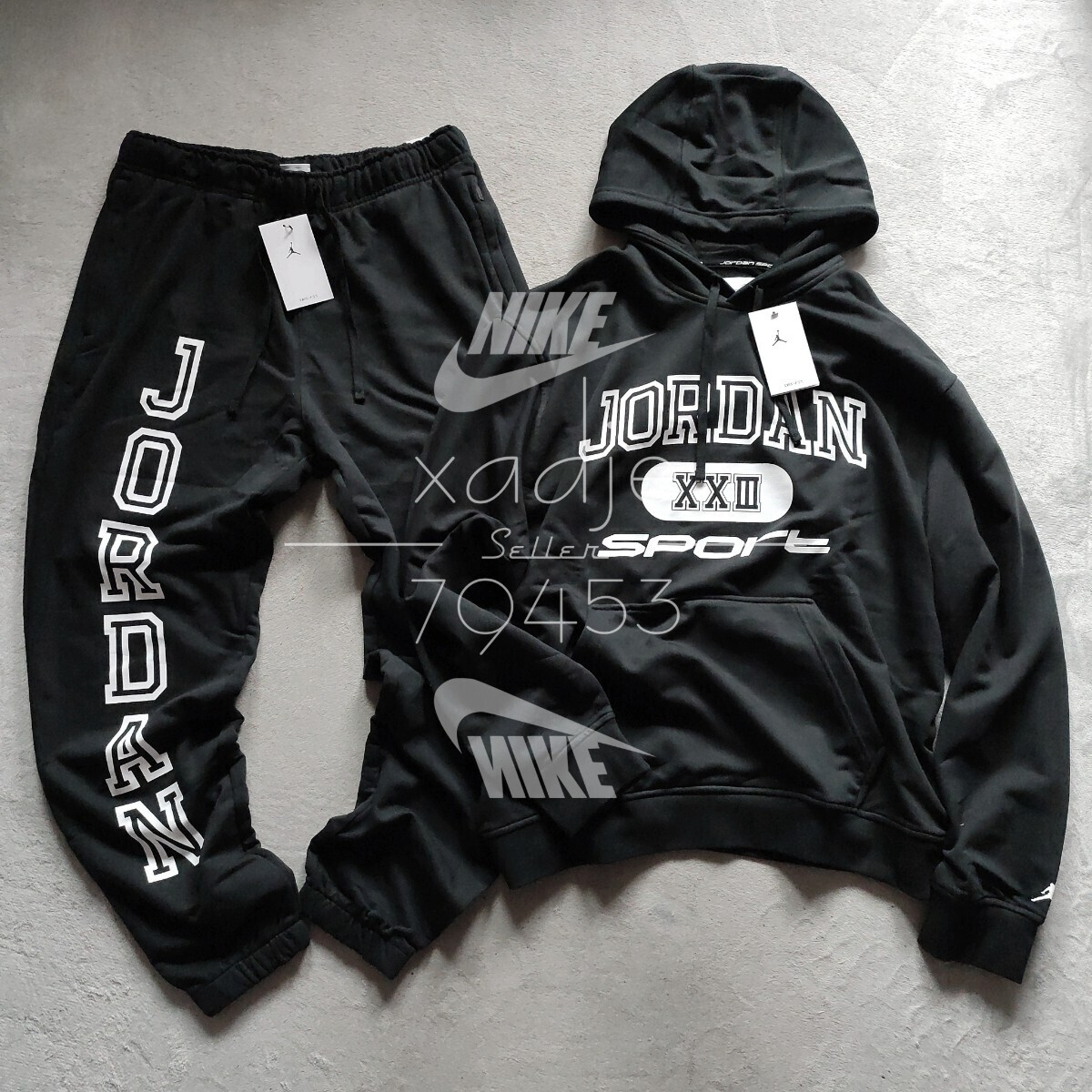 新品 正規(guī)品 NIKE ナイキ JORDAN ジョーダン 上下セット スウェット パーカー パンツ セットアップ 黒 定価19360円 US XL 日本サイズ 2XL