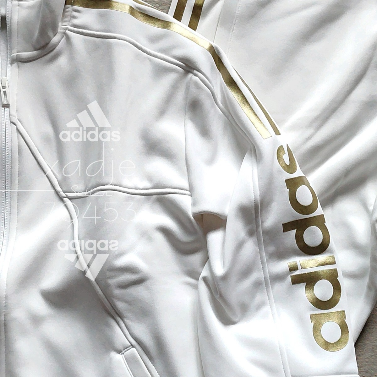 新品 正規(guī)品 adidas アディダス 上下セット ジャージ ジャケット パンツ セットアップ 白 ホワイト 金 ゴールド 定価 17600円 2XL