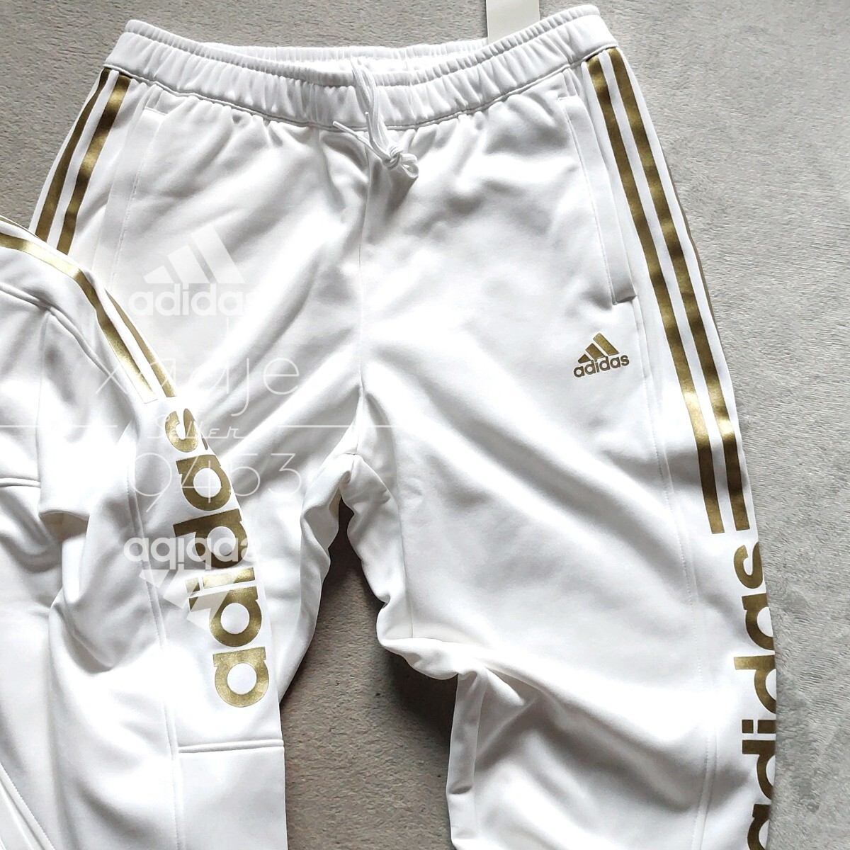 新品 正規(guī)品 adidas アディダス 上下セット ジャージ ジャケット パンツ セットアップ 白 ホワイト 金 ゴールド 定価 17600円 2XL