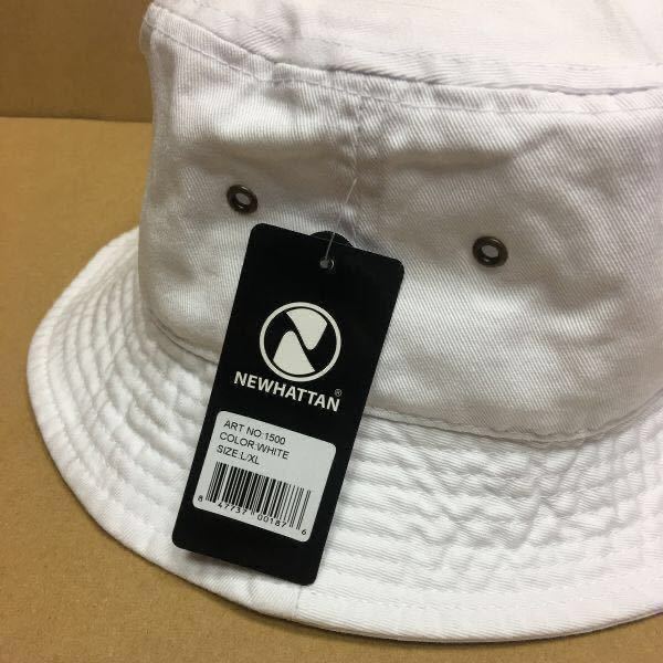 NEWHATTAN ツイルコットン ホワイト L/XLサイズ バケットハット バケハ ニューハッタン 帽子 白 WHITE_画像2