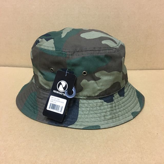 NEWHATTAN ウッドランドカモ L/XLサイズ バケットハット バケハ ツイルコットン 迷彩 グリーン CAMO カモフラ ニューハッタン 帽子_画像2