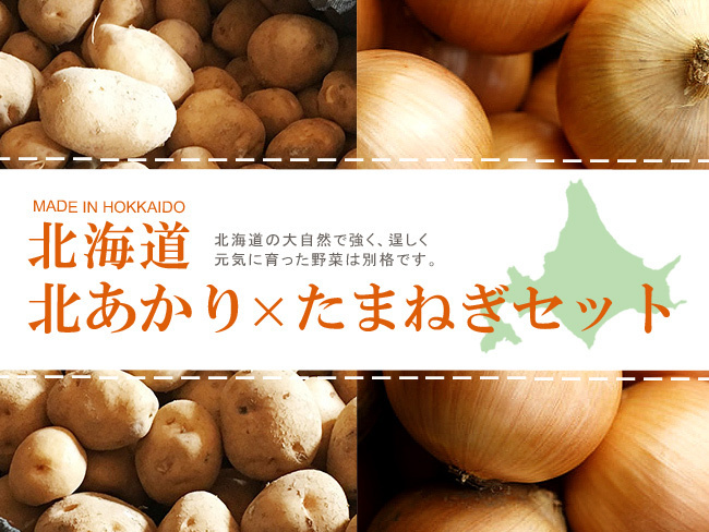 北あかり たまねぎセット (各5kg合計10kg) 北海道産ジャガイモと玉ねぎ(北もみじ等)札幌黃の品種改良品 黃玉蔥 送料無料