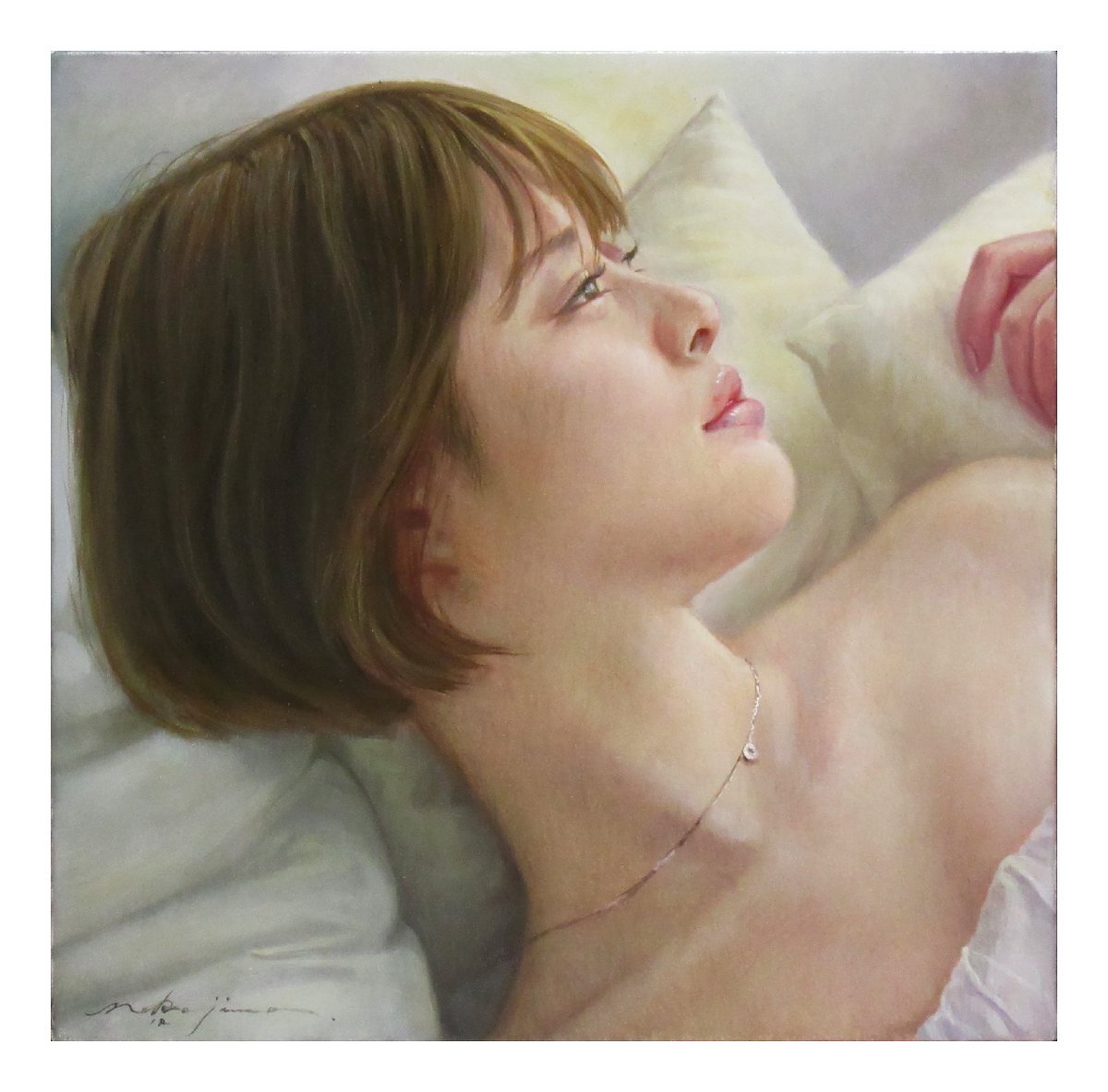 祥【真作】中島健太「云の丘の気配(仮題)」洋畫スクエア3號(hào) サイン有 スーパーリアリズム 直筆 一點(diǎn)もの【ギャラリー祥】