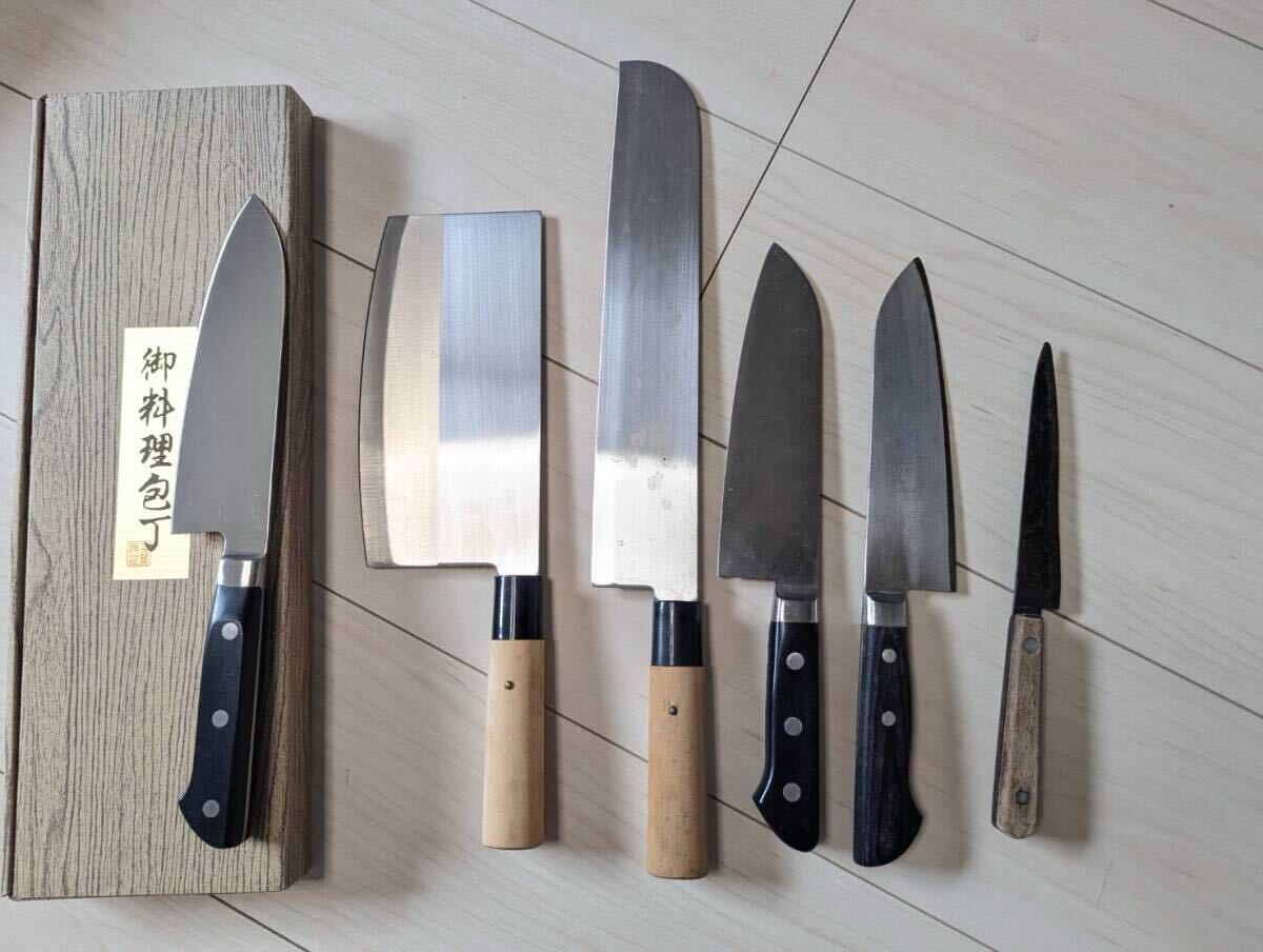 包丁 まとめ売り 濃州孫六作　関宗景作 堺屋直助作 三徳包丁 中華包丁 計６本
