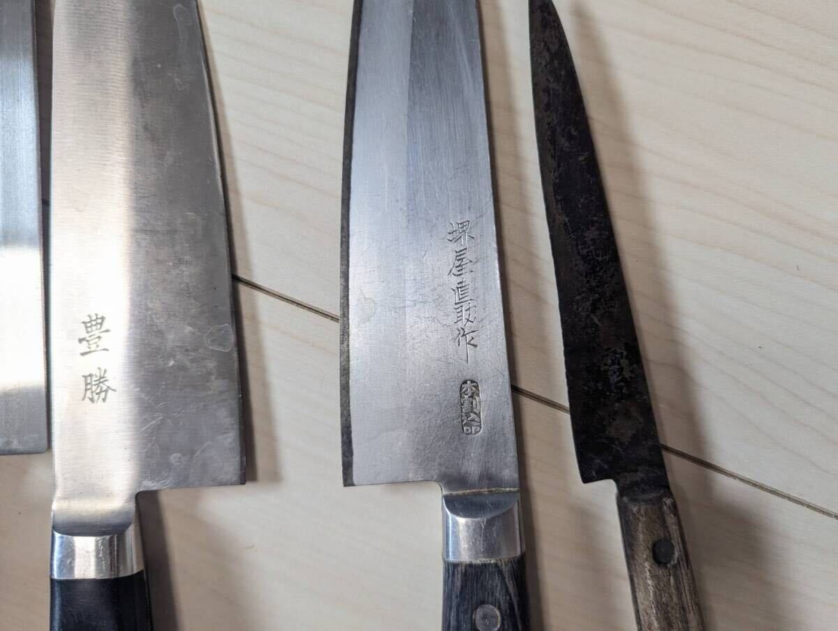 包丁 まとめ売り 濃州孫六作　関宗景作 堺屋直助作 三徳包丁 中華包丁 計６本