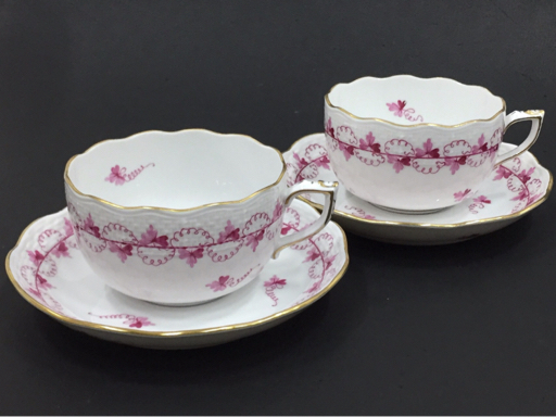 1円 ヘレンド パセリ?ピンク ティーポット カップ＆ソーサー プレート 他 食器 陶器 まとめ セット HEREND