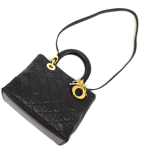 クリスチャンディオール レディディオール カナージュ ハンドバッグ ショルダーストラップ付 ブランドバッグ QH101-6