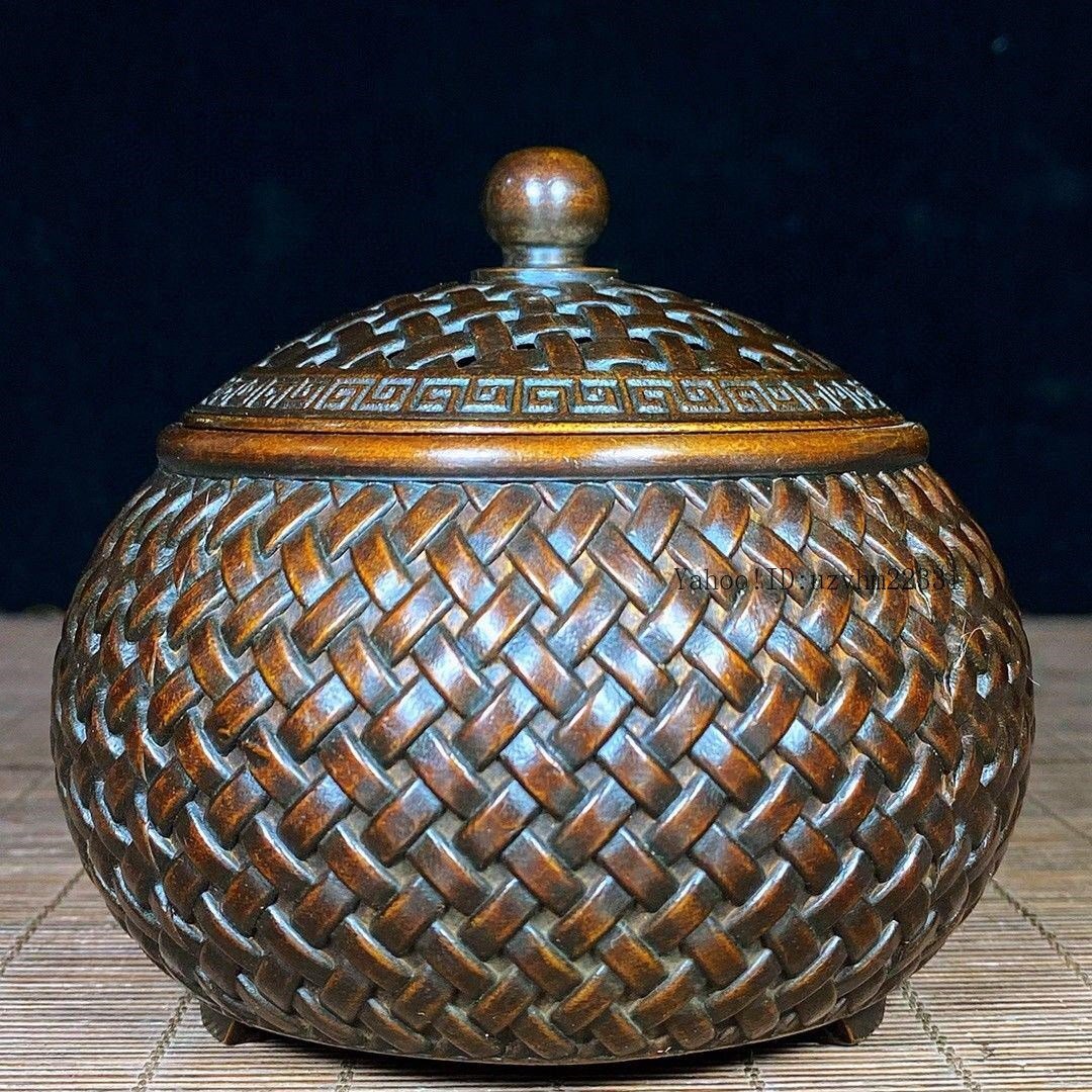 銅 細工 網蓋格子香炉 香道具 銅香炉 現代工芸品 置物 銅 細工 網蓋格子香炉 香道具 銅香炉 現代工芸品 置物