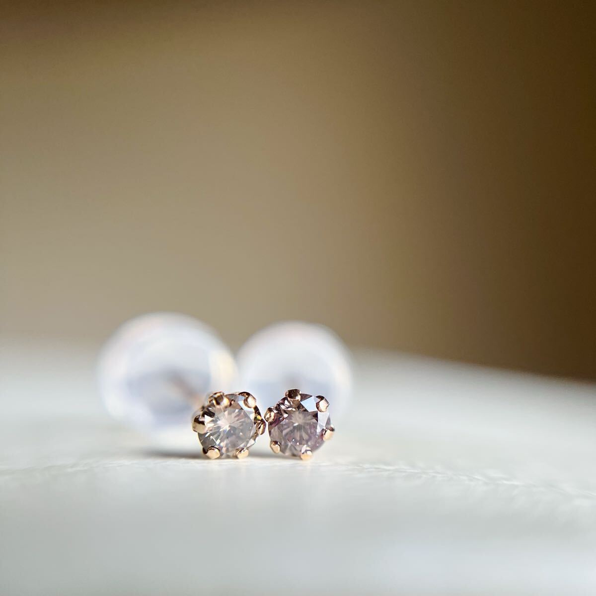 K18PG 希少☆天然ピンクダイヤモンド　0.14ct ピアス　18金ピンクゴールド　2_画像2