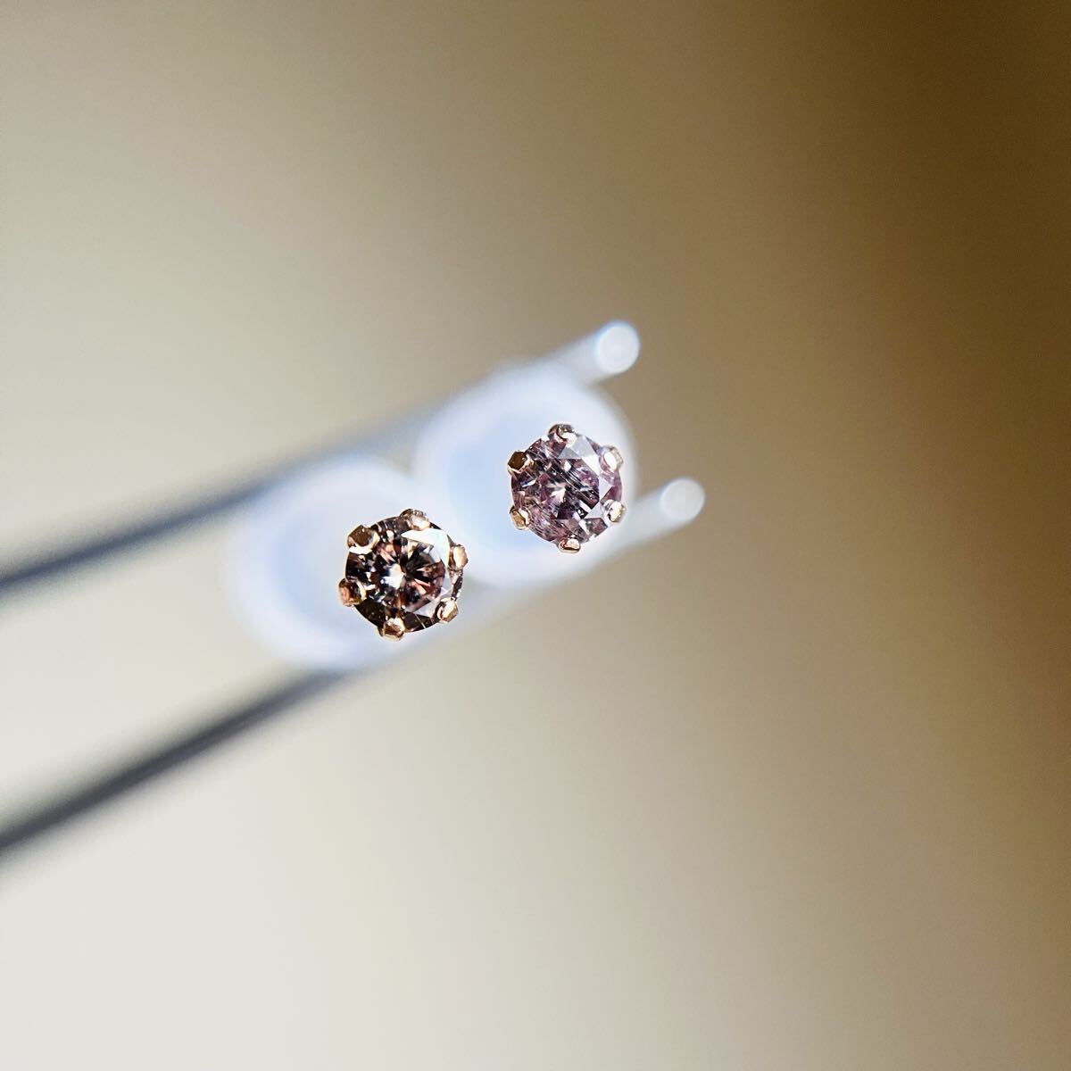 K18PG 希少☆天然ピンクダイヤモンド　0.14ct ピアス　18金ピンクゴールド　2_画像3