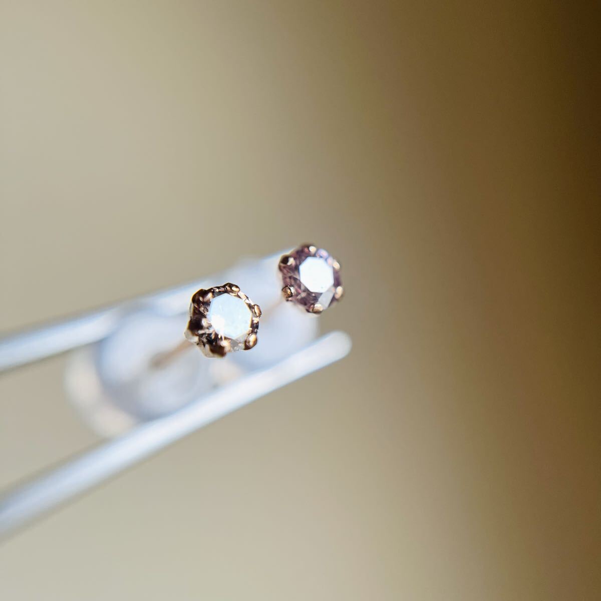 K18PG 希少☆天然ピンクダイヤモンド　0.14ct ピアス　18金ピンクゴールド　2_画像4