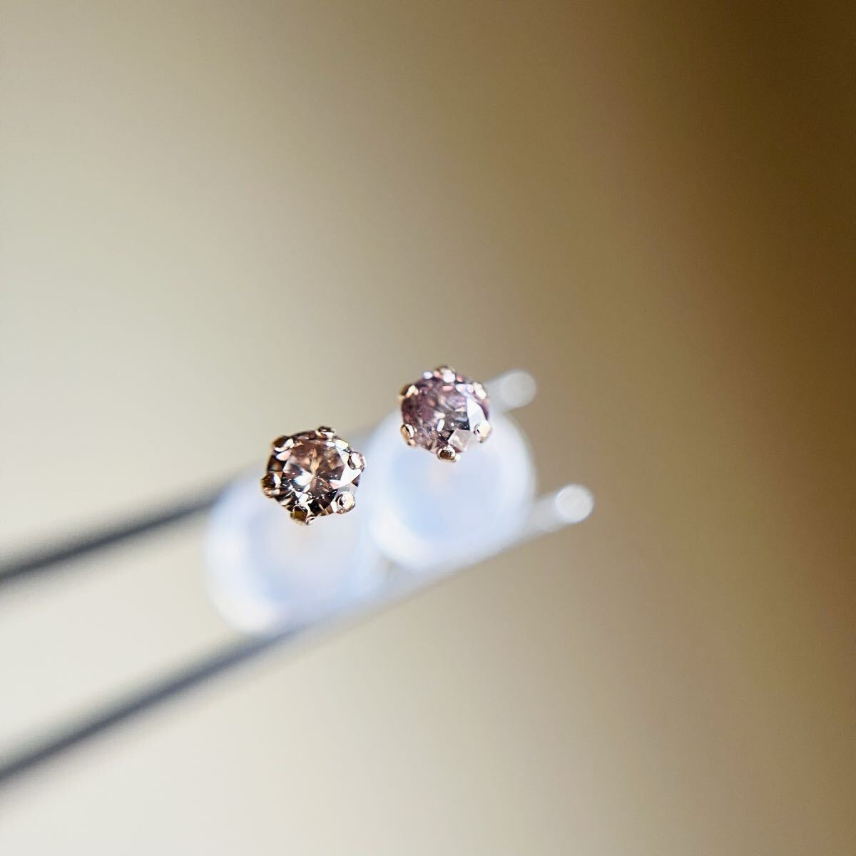 K18PG 希少☆天然ピンクダイヤモンド　0.14ct ピアス　18金ピンクゴールド　2_画像5