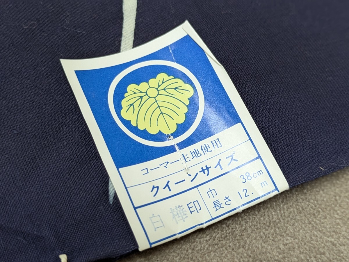 反物 浴衣地 和装小物 夏の夢 紺色 和柄 レトロ柄 未仕立て品 未使用品 リメイク 素材 材料 生地 巾38.5cm コレクション 奈良発_画像2
