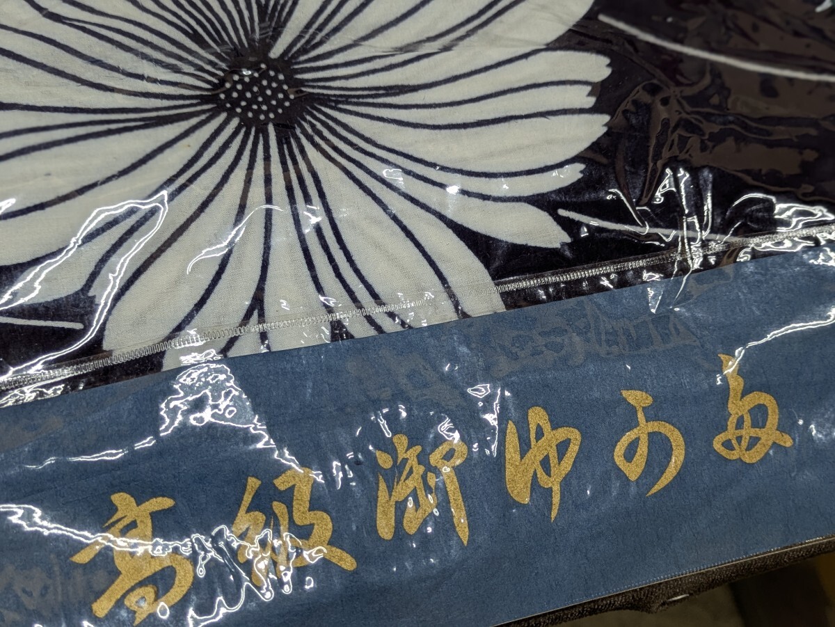 反物 浴衣地 和装小物 気愛染 紺色 和柄 レトロ柄 花柄 大花 未仕立て品 未使用品 リメイク 素材 材料 生地 巾36.5cm コレクション _画像10