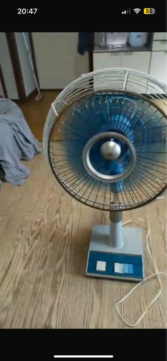 16ナショナルTYPEF 30QK 扇風機扇風機3枚羽根首振青ブルー動作確認済 ELECTRICFAN 松下電器 NATIONALせんぷうき昭和レトロアンティーク