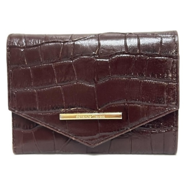 サマンサタバサ Samantha Thavasa 3つ折り財布/ミニ/コンパクト - ダークブラウン 型押し加工/L字ファスナー 財布_画像1