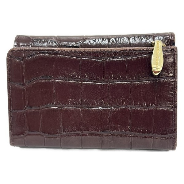 サマンサタバサ Samantha Thavasa 3つ折り財布/ミニ/コンパクト - ダークブラウン 型押し加工/L字ファスナー 財布_画像2