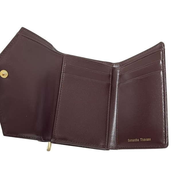 サマンサタバサ Samantha Thavasa 3つ折り財布/ミニ/コンパクト - ダークブラウン 型押し加工/L字ファスナー 財布_画像3