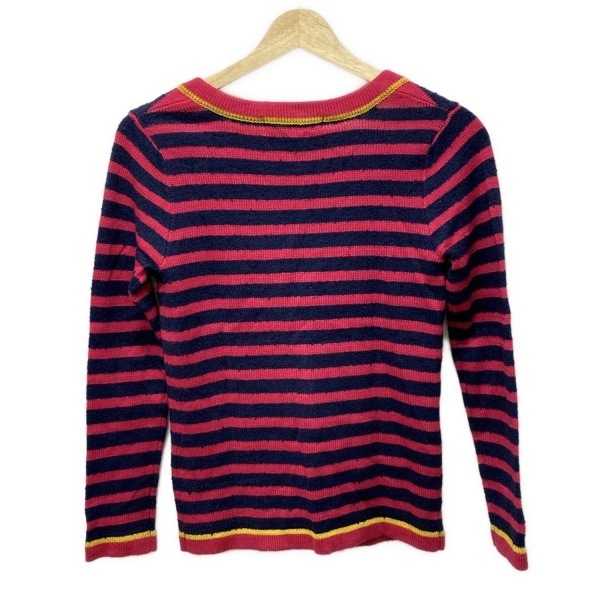 チェスティ Chesty カーディガン サイズF - ネイビー×ピンク×ダークイエロー レディース 長袖/ボーダー/ビジュー トップス_画像2