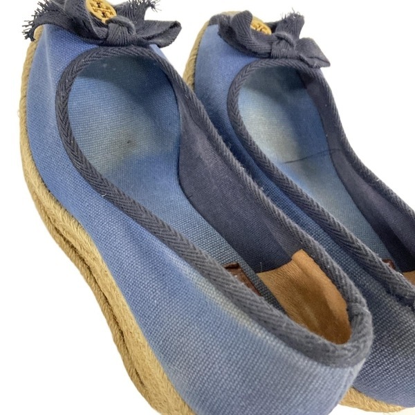 Tory Burch TORY BURCH сандалии 6 B -linen темно-синий × бежевый женский Wedge подошва обувь