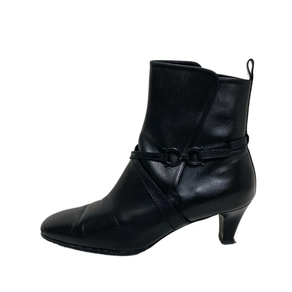 サルバトーレフェラガモ FERRAGAMO/SalvatoreFerragamo ショートブーツ 81/2C - レザー 黒 レディース ガンチーニ/アウトソール張替済 靴_画像1