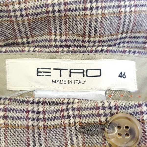 エトロ ETRO パンツ サイズ46 L - ベージュ×ボルドー×マルチ レディース フルレングス/チェック柄 美品 ボトムス_画像3