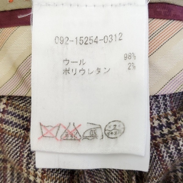 エトロ ETRO パンツ サイズ46 L - ベージュ×ボルドー×マルチ レディース フルレングス/チェック柄 美品 ボトムス_画像4