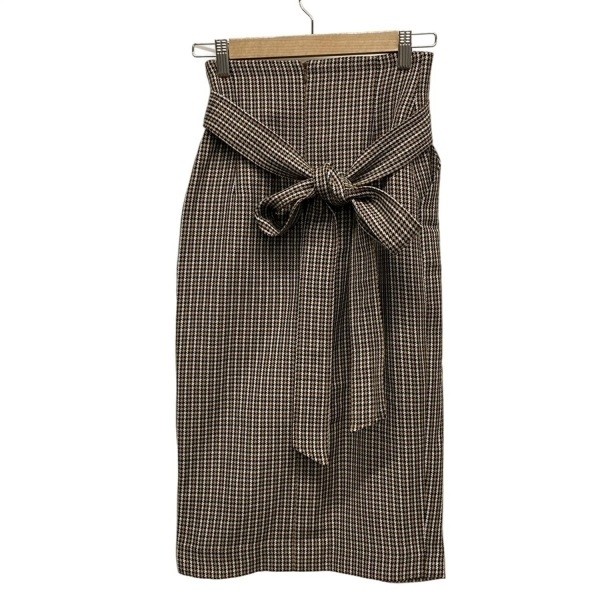 エスカーダ ESCADA ロングスカート サイズ32 S - ベージュ×黒×ブラウン レディース 千鳥格子柄 美品 ボトムス_画像1