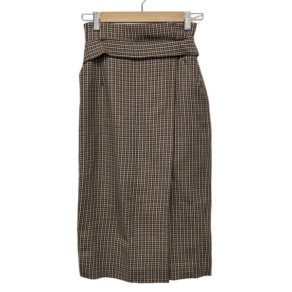 エスカーダ ESCADA ロングスカート サイズ32 S - ベージュ×黒×ブラウン レディース 千鳥格子柄 美品 ボトムス_画像2