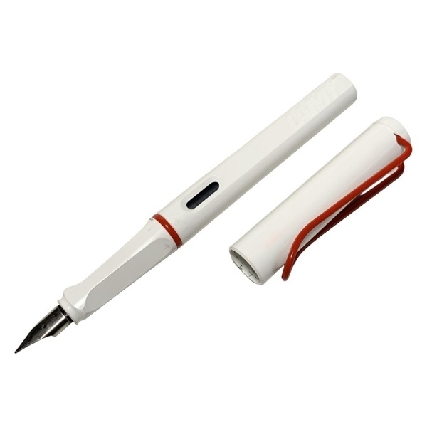 ラミー LAMY 万年筆 - 白×レッド インクあり(黒) ペン_画像1