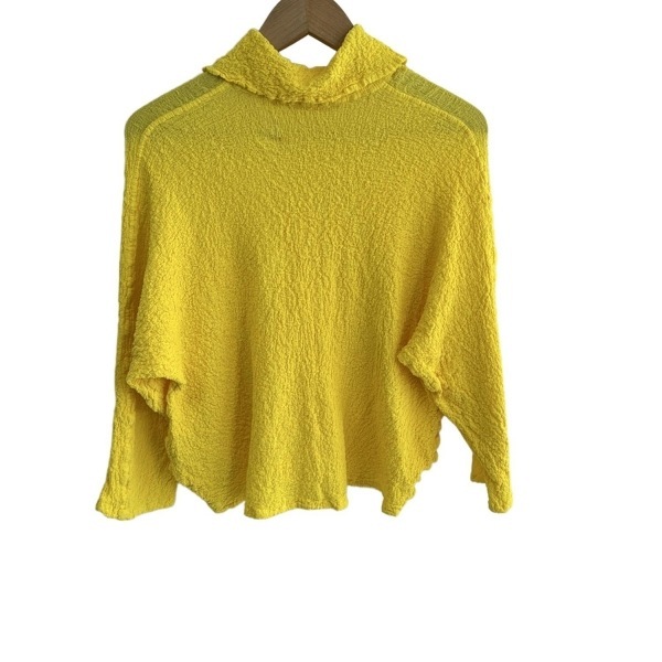 ミー/イッセイミヤケ me ISSEY MIYAKE 七分袖シャツブラウス - イエロー レディース シワ加工 美品 トップス_画像2