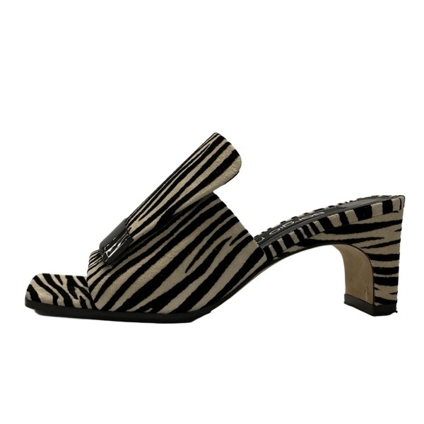 セルジオロッシ sergio rossi ミュール 35 - ベージュ×黒 レディース ゼブラ柄/アウトソール張替済 靴_画像1