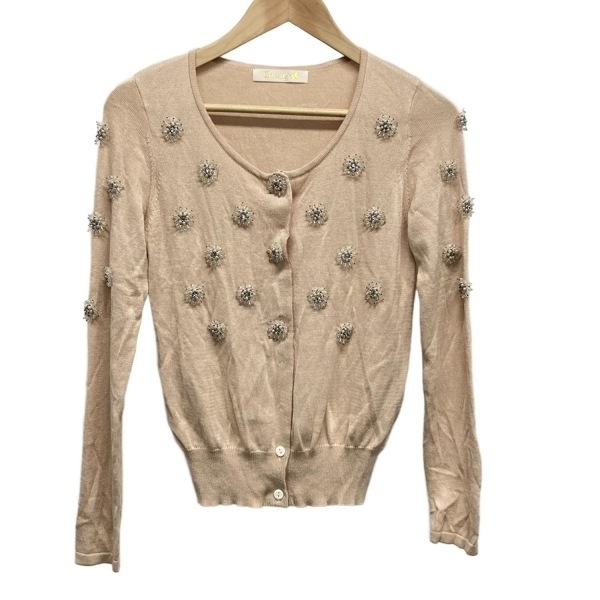 チェスティ Chesty カーディガン サイズF - ピンクベージュ×クリア×アイボリー レディース 美品 トップス_画像1