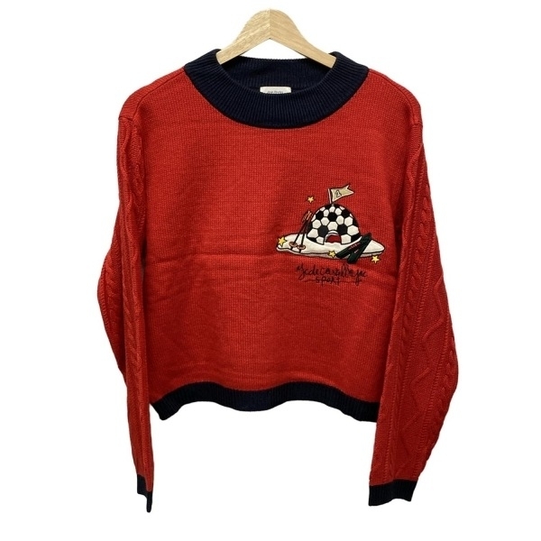  Castelbajac спорт CastelbajacSport свитер с длинным рукавом / вязаный размер 1 S - красный × темный темно-синий × мульти- женский вышивка прекрасный товар 