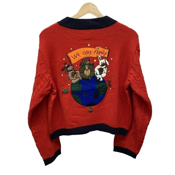  Castelbajac спорт CastelbajacSport свитер с длинным рукавом / вязаный размер 1 S - красный × темный темно-синий × мульти- женский вышивка прекрасный товар 