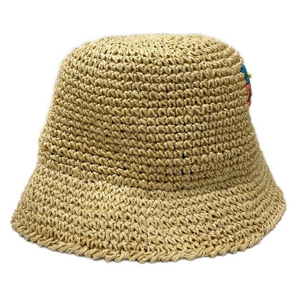 コーチ COACH ハット M/L CK691 - ベージュ×ピンク×マルチ ストローハット/刺繍 美品 帽子_画像5