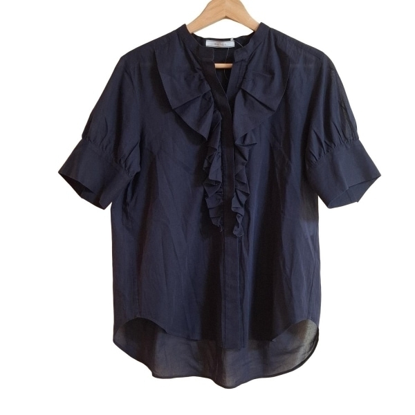 ベイジ BEIGE 半袖シャツブラウス サイズ4 XL - ダークネイビー レディース フリル トップス_画像1