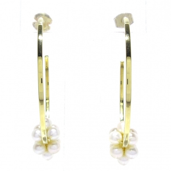 タサキシンジュ 田崎真珠/TASAKI ピアス EC-3993 ピラミッド パール イヤリング K18YG×アイボリー フープピアス アクセサリー(耳)_画像1