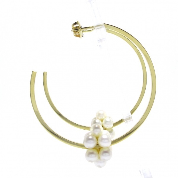 タサキシンジュ 田崎真珠/TASAKI ピアス EC-3993 ピラミッド パール イヤリング K18YG×アイボリー フープピアス アクセサリー(耳)_画像2