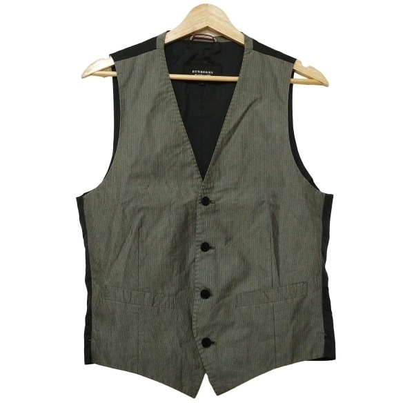 バーバリーブラックレーベル Burberry Black Label ベスト サイズM - グレー×黒×白 メンズ ストライプ 美品 トップス_画像1