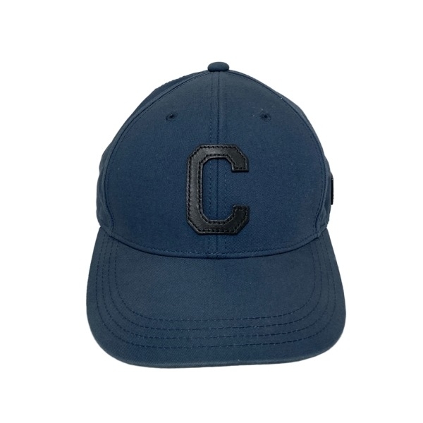 コーチ COACH キャップ - コットン、レザー ネイビー×黒 美品 帽子_画像1