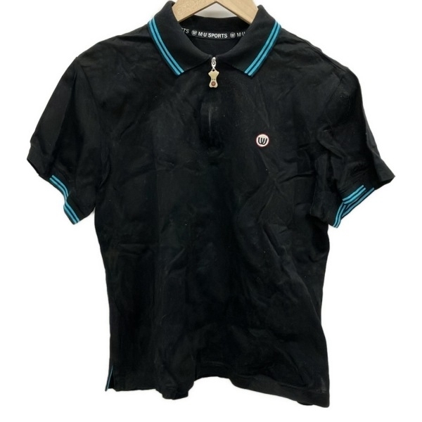 ミエコウエサコ M・U・ SPORTS 半袖ポロシャツ サイズ44 L - 黒×ブルー レディース トップス_画像1