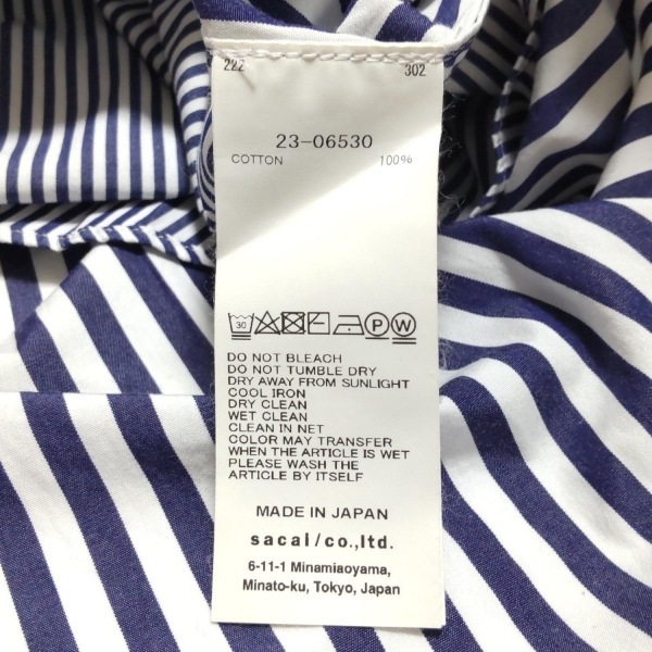 サカイ Sacai 長袖シャツブラウス サイズ1 S 23-06530 - ネイビー×白 レディース ストライプ/2way 美品 トップス_画像5