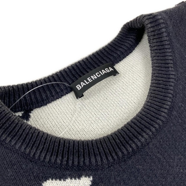 バレンシアガ BALENCIAGA 長袖セーター/ニット サイズM 576307 T3153 - ダークグレー×白 メンズ クルーネック トップス_画像6