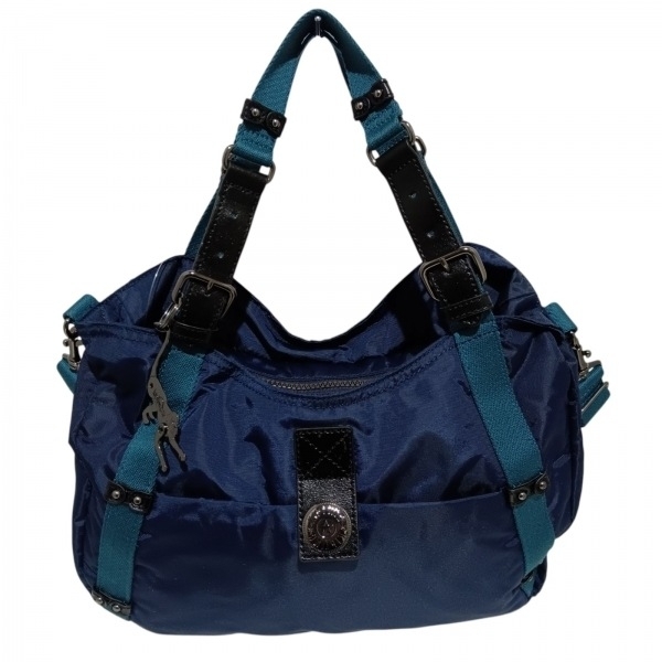 キプリング Kipling ハンドバッグ - ダークネイビー×ブルーグリーン×黒 新品同様 バッグ_画像1