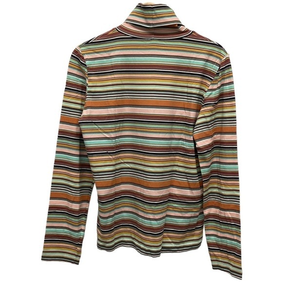 ミッソーニ MISSONI 長袖カットソー サイズI 48 - ブラウン×ライトグリーン×マルチ レディース タートルネック/ボーダー 美品 トップス_画像2
