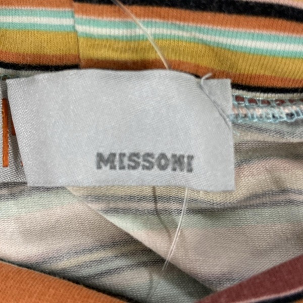 ミッソーニ MISSONI 長袖カットソー サイズI 48 - ブラウン×ライトグリーン×マルチ レディース タートルネック/ボーダー 美品 トップス_画像3