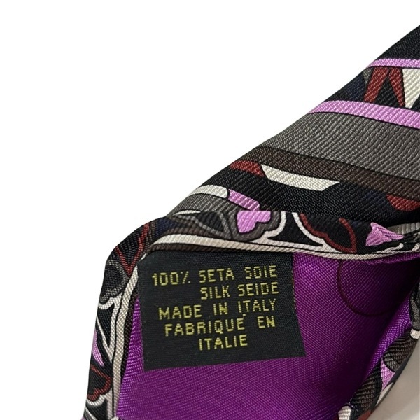 エミリオプッチ EMILIO PUCCI(PUCCI) - ダークグレー×ピンク×マルチ メンズ レジメンタル 美品 ネクタイ_画像4