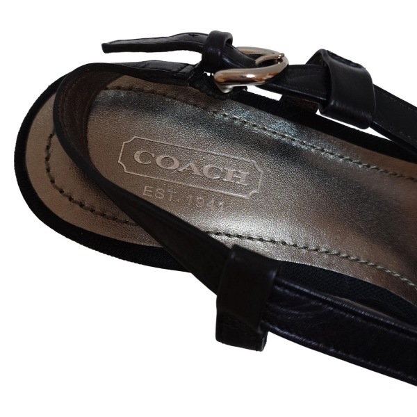 コーチ COACH サンダル 6 1/2 - レザー 黒 レディース ウェッジソール 靴_画像5